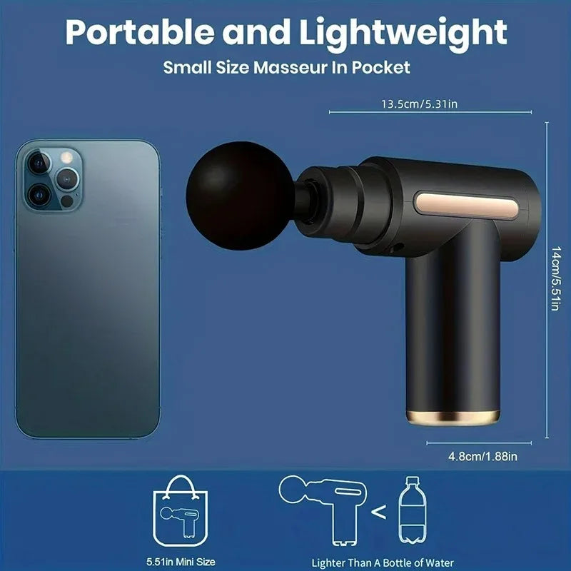 Portable Multifunctional Electric Fascia Gun Massager Instrument - Vibrating Muscle Relaxation Tool for Sports Recovery
