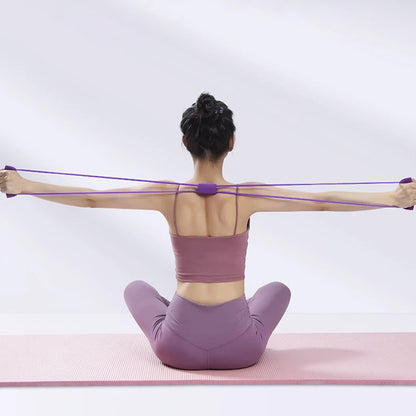 Resistance Bands Yoga 8 Word Tension Device Back Training Arm Open Fitness Rope Neck Exercise Stretch Equipment Belt