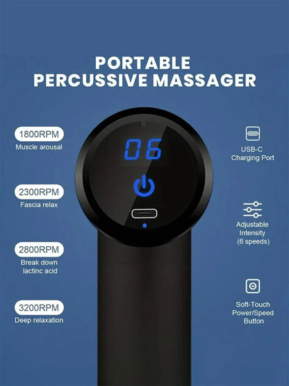 Portable Multifunctional Electric Fascia Gun Massager Instrument - Vibrating Muscle Relaxation Tool for Sports Recovery