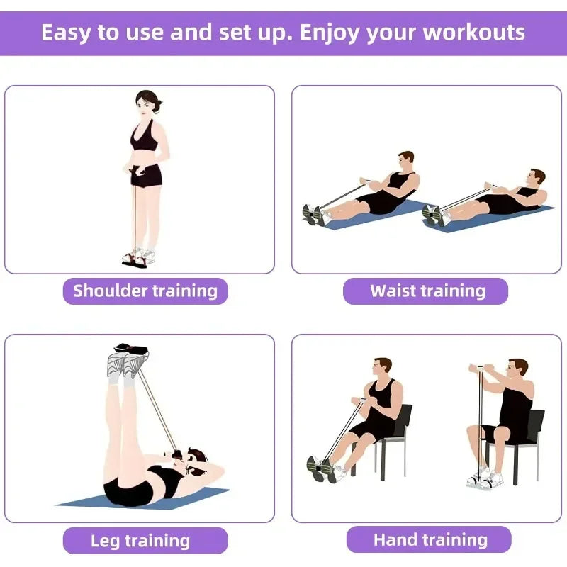 4/6 Level Resistance Band Elastic Bands with Non Slip Handles for Home Fitness Abdominal Muscle Training Yoga Pilates Workout