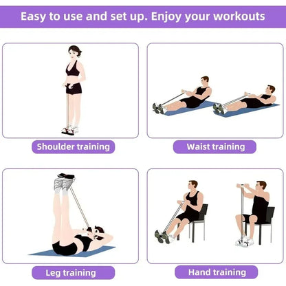 4/6 Level Resistance Band Elastic Bands with Non Slip Handles for Home Fitness Abdominal Muscle Training Yoga Pilates Workout
