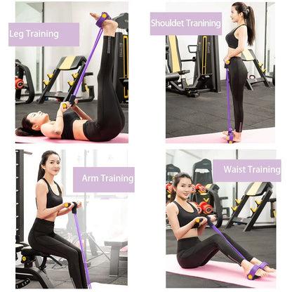 Multifunction Tension Rope, 6-Tube Elastic Yoga Pedal Puller Resistance Band, Natural Latex Tension Rope Fitness Equipment