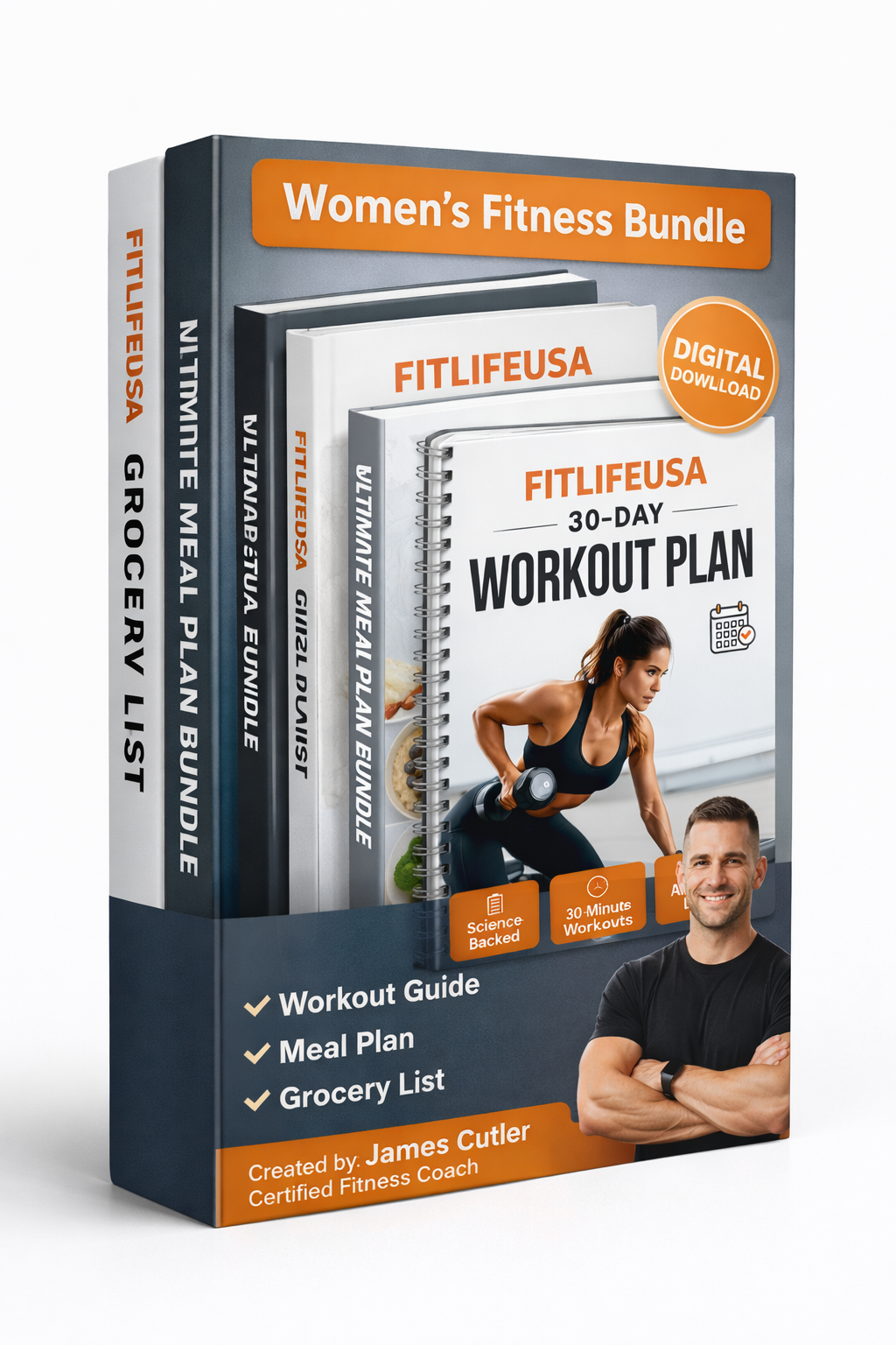 FITLIFEUSA Ultimate Fitness Transformation Bundle – 30-Day Workout Plan, Meal Guide & Grocery List (Digital Download
