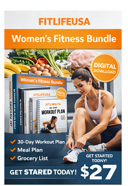 FITLIFEUSA Ultimate Fitness Transformation Bundle – 30-Day Workout Plan, Meal Guide & Grocery List (Digital Download